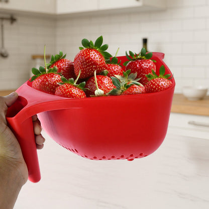 Apex Multi-Functional Plastic Strainer Bowl with Ergonomic Handle (1 Pc) Signature kart