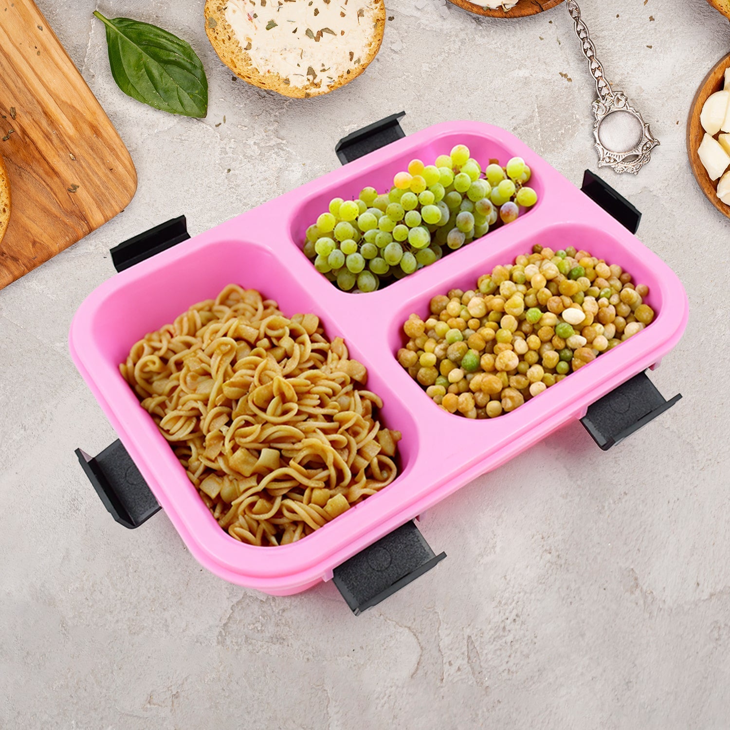 Plastic 3 Compartment Insulated Lunch Box, Lunch Box (1 Pc) signaturekarts