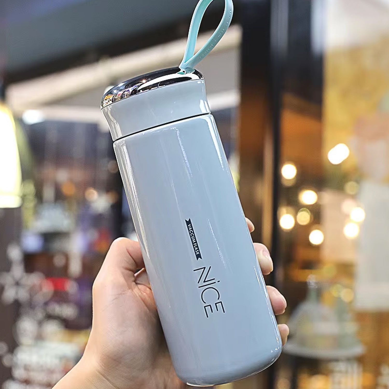 Water bottle 400ml leak proof, glass water bottle with   (1 pc / Light Blue Color) signaturekarts