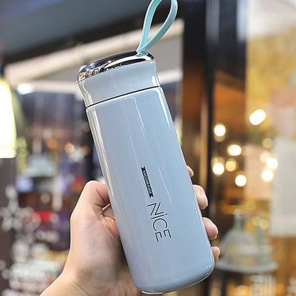 Water bottle 400ml leak proof, glass water bottle with   (1 pc / Light Blue Color) signaturekarts