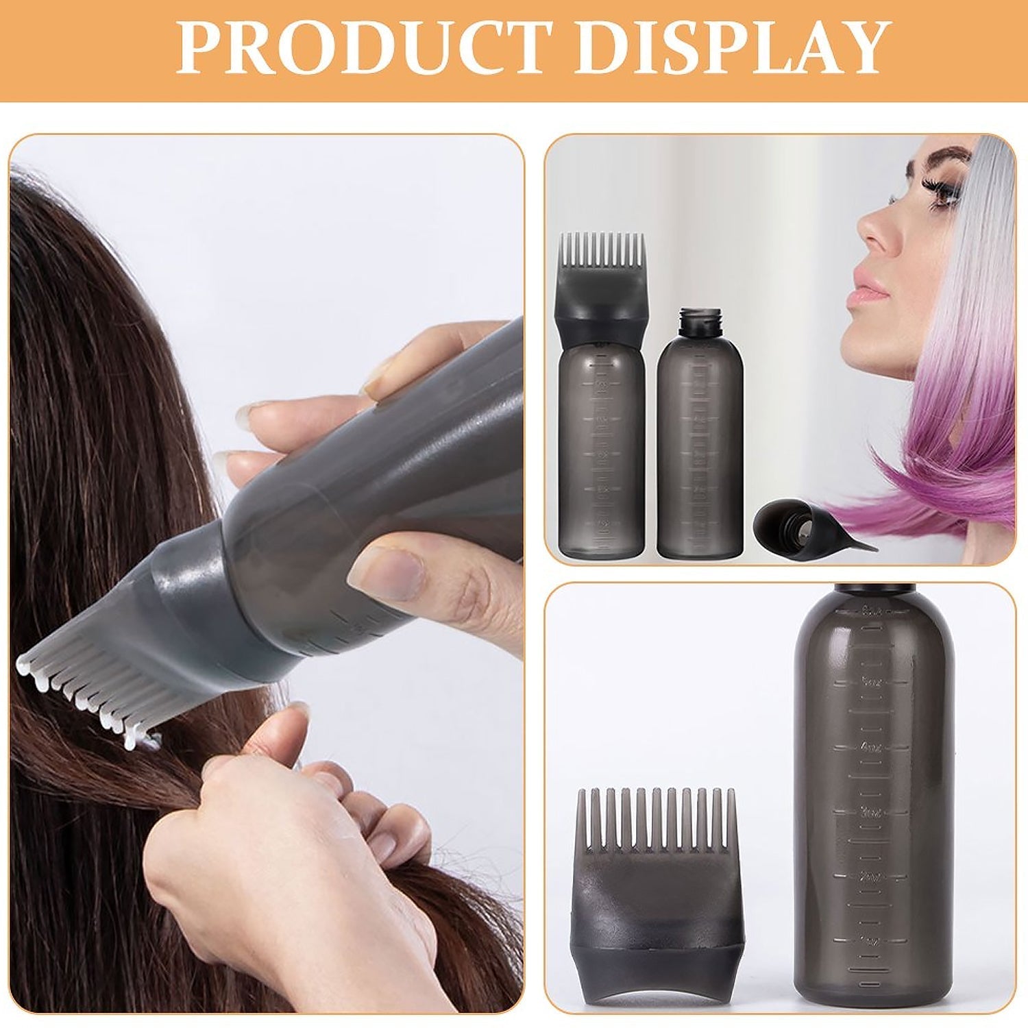 Comb Applicator Bottle, Hair Oil Applicator Bottle for Hair Dye Bottle Applicator Brush with Graduated Scale, Professional Brush Applicator Comb Hairdressing Coloring Styling Tool (1 Pc), Hair accessories signaturekarts