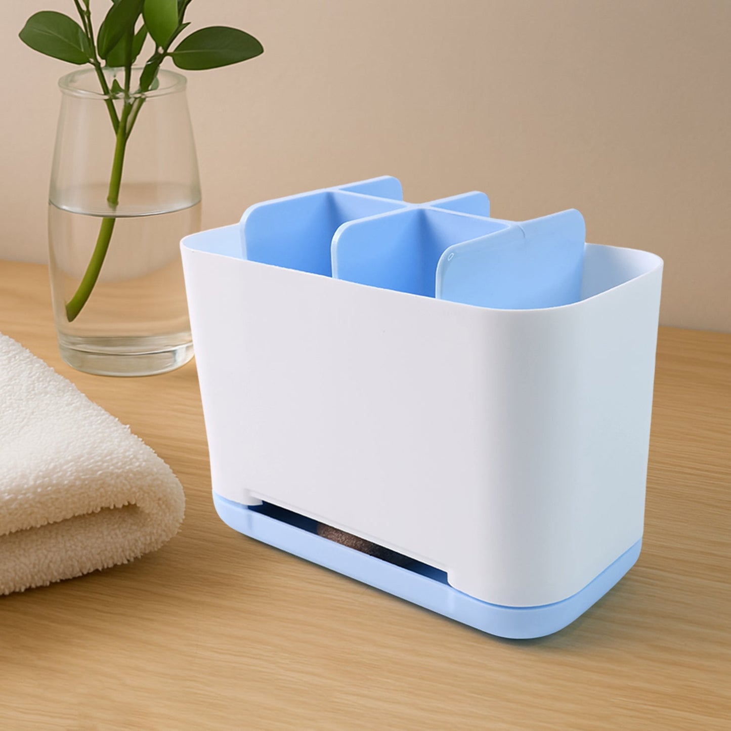 6 Compartment Multi Purpose Organizer Toothbrush Holder Stand Plastic Caddy (1 Pc) Signaturekarts