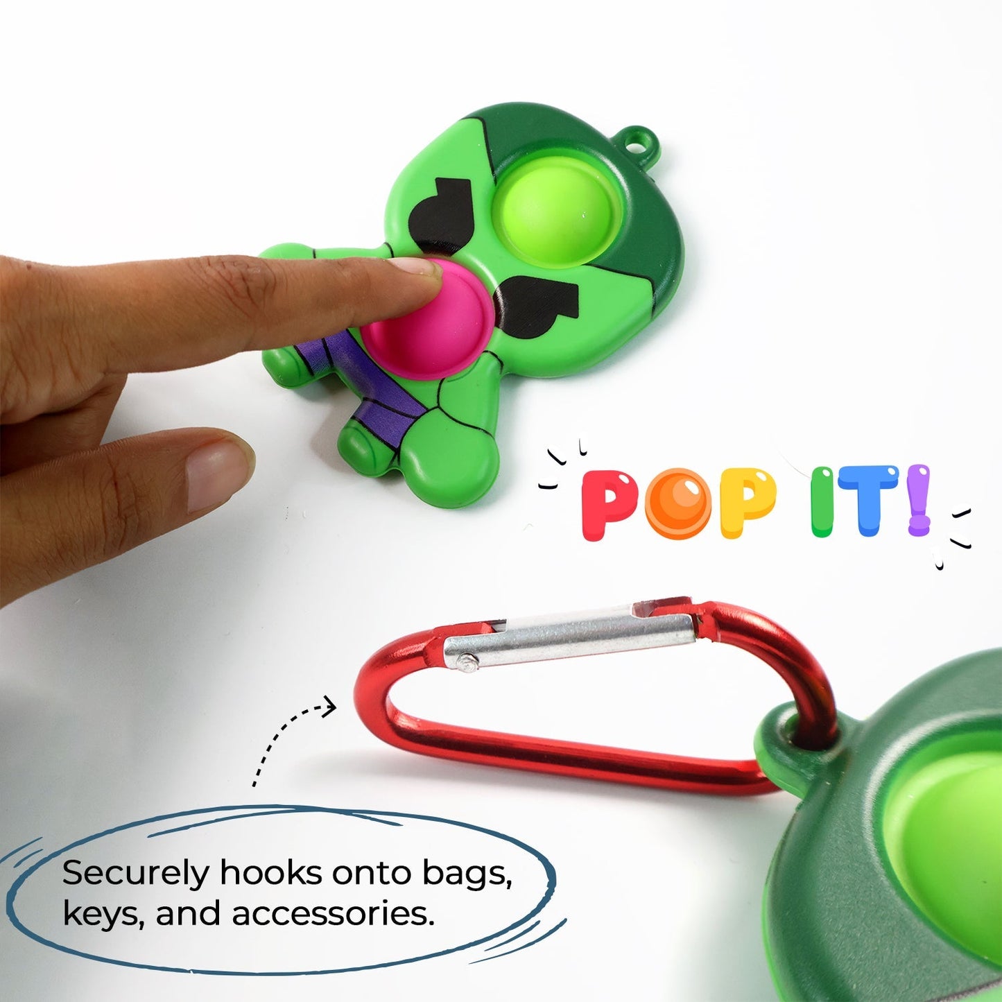 Silicone Pop It Fidget Toy with Keychain Clip (1 Pc) signaturekarts