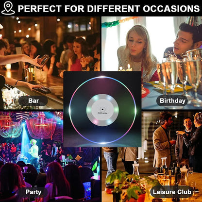 Colorful LED Cocktail Coaster, Round Ultra-Thin LED Drink Coaster (1 Pc) signaturekarts