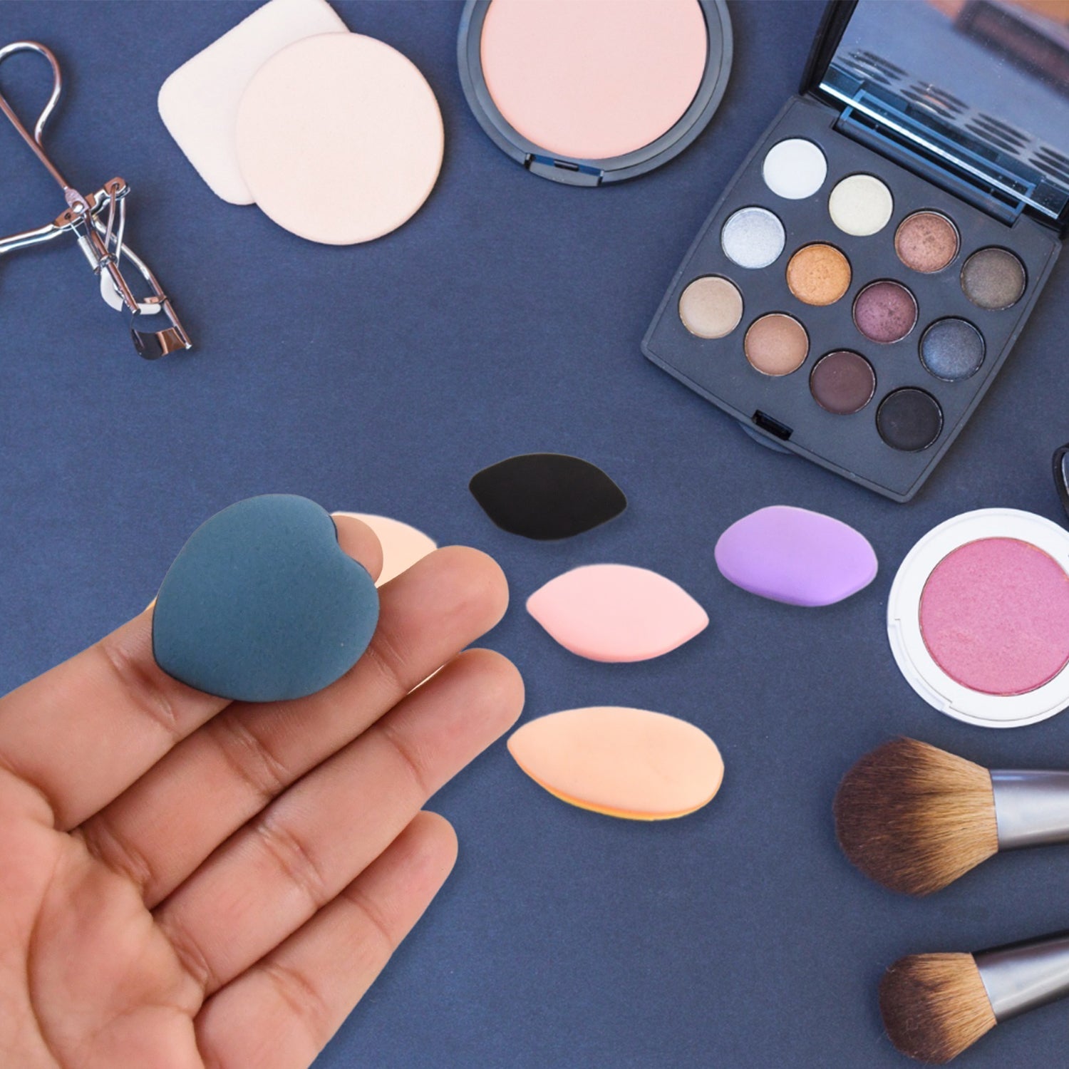 Mini Finger Makeup Powder Puff (Multicolour, 8 Pcs Set) signaturekarts