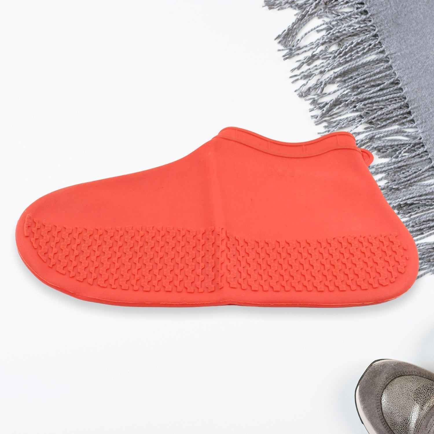 Non-Slip Silicone Waterproof Boot Shoe Cover (Medium Size / 1 Pair / Red) signaturekarts
