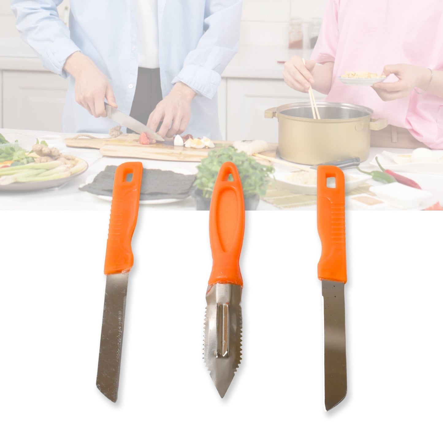 3in1 Multipurpose Stainless Steel Classic Kitchen Knife Set of 3 signaturekarts