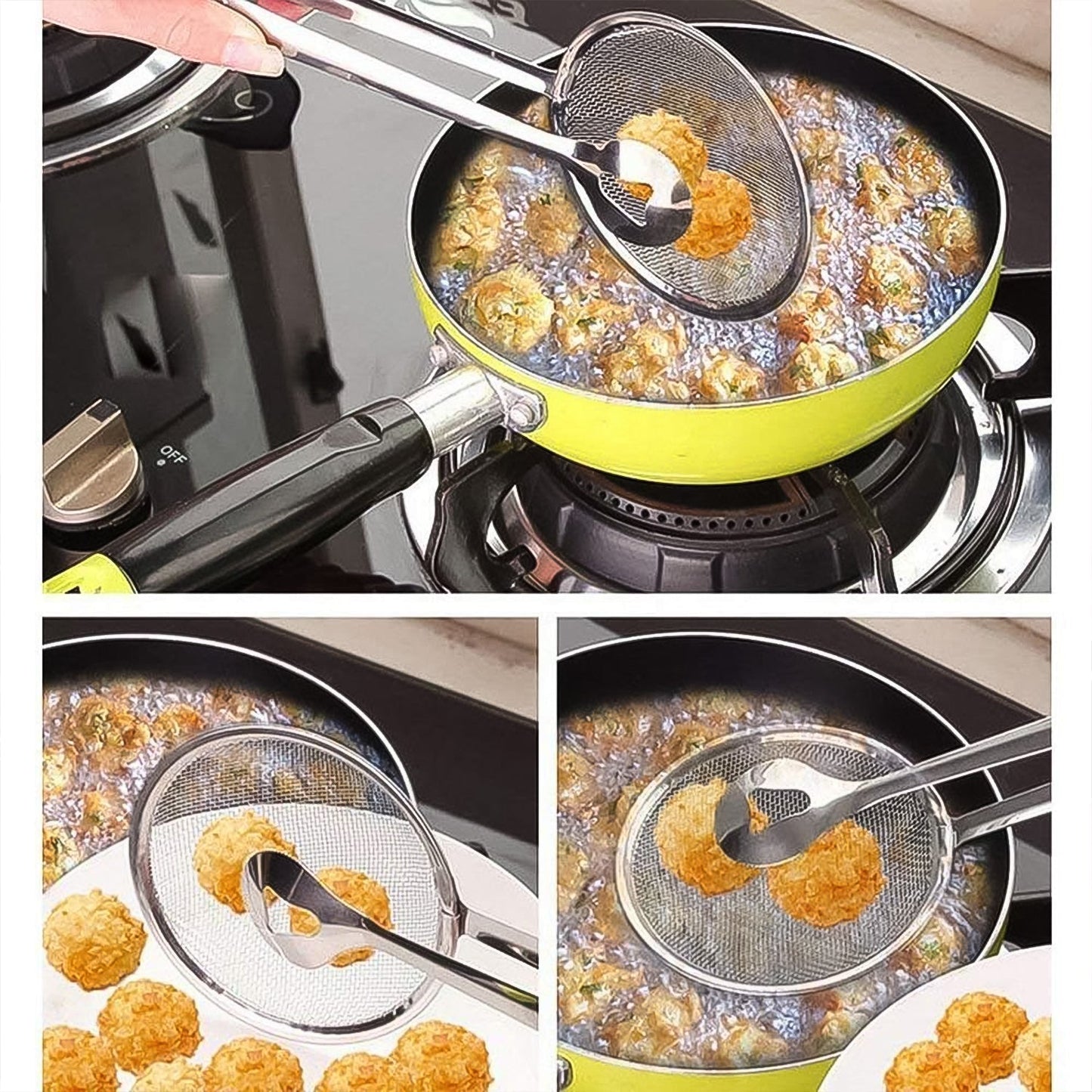 2In1 Stainless Steel Filter Spoon with Clip Food Kitchen Oil-Frying Multi-Functional Signature Kart