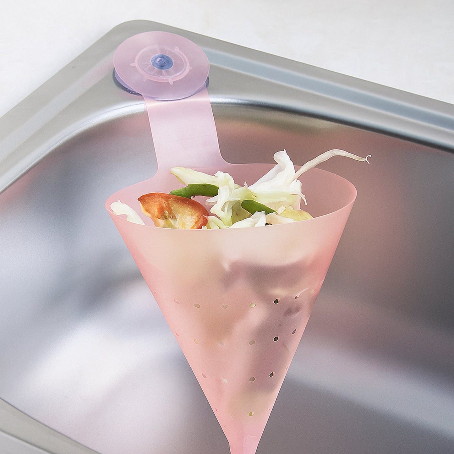 Multipurpose Hanging Sink Corner Strainer with Suction Cup (1 Pc) signaturekarts