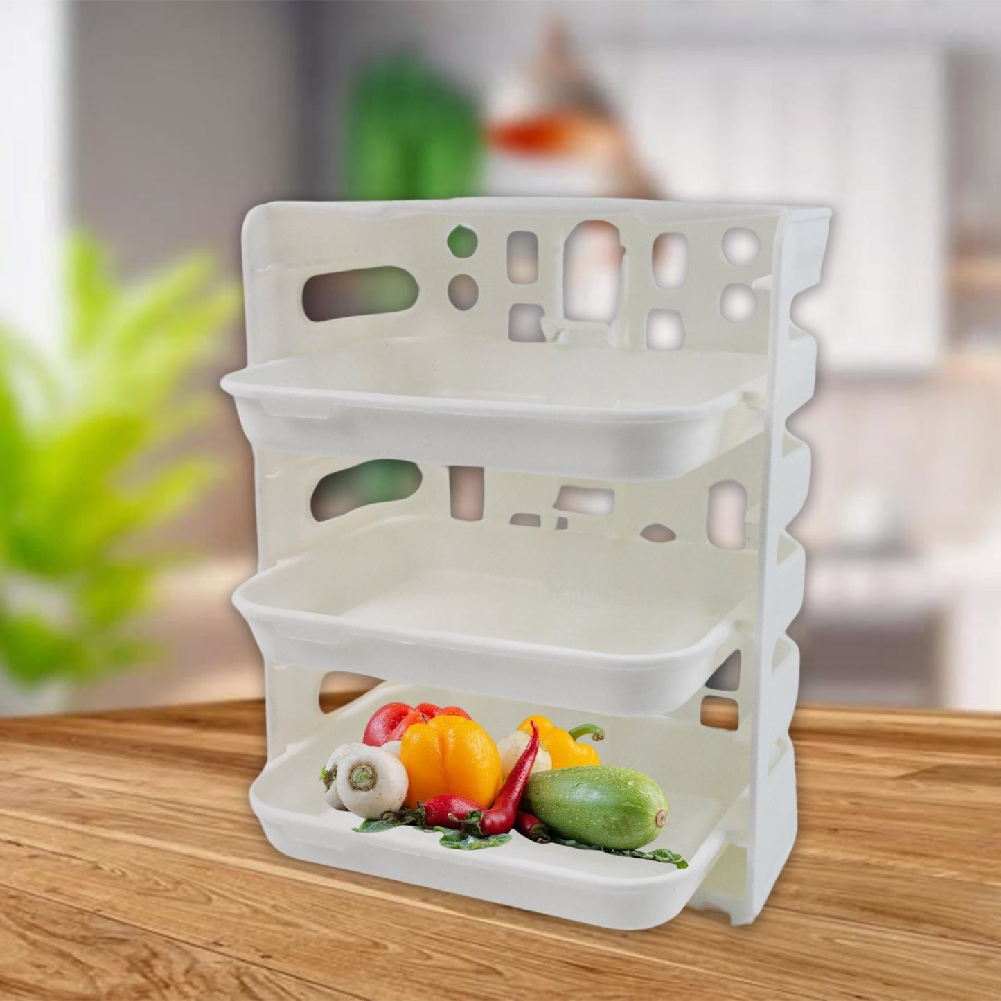 Plastic 3 Layer Wall-Mounted Food Organizer Rack (1 Set) Signature kart