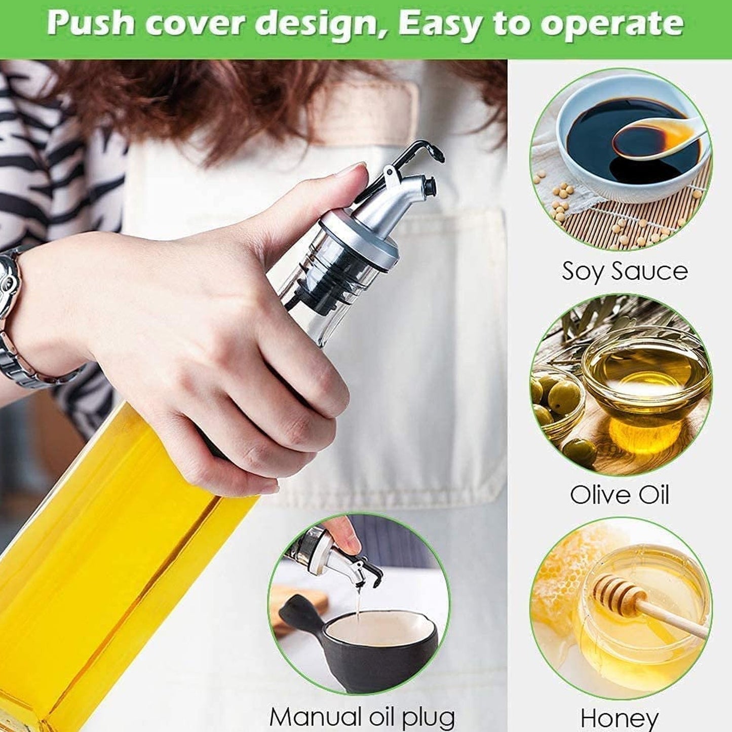 Transparent Glass Oil Dispenser 500 ML Bottle Set of 2, Spice Jar 250 ML Set of 3, Oil Bottle for Kitchen, Oil & Vinegar Storage Glass Bottle, Glass Container for Spice, Masala (5 Pcs Set) signaturekarts