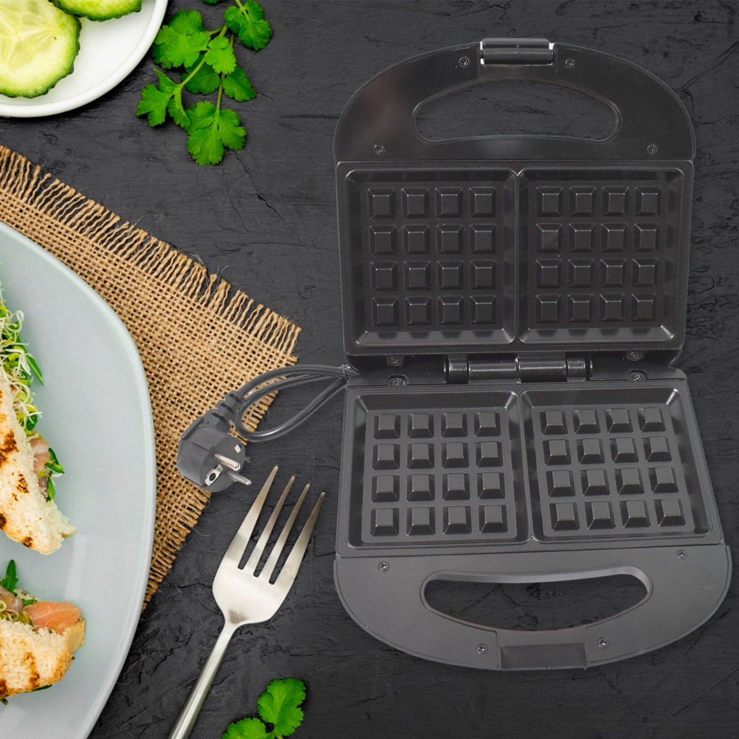 Sandwich Maker – Makes 2 Square Sandwiches, Non-Stick Plates, Easy to Clean Your Brand
