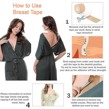 Boob Tape with Nipple Covers: Cotton, Breathable, Lift & Support (5m, 10 Pairs) signaturekarts