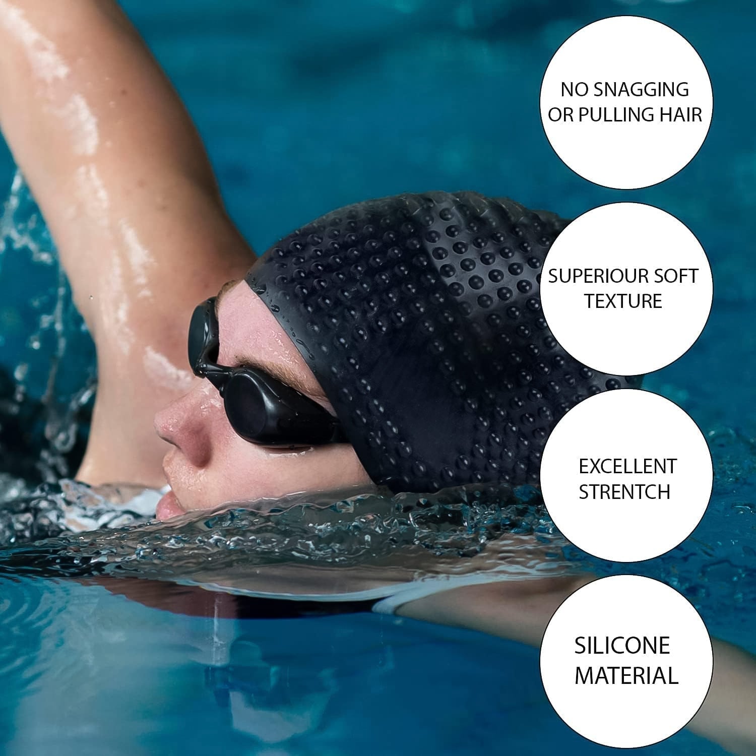 Knx Premium Silicone Waterproof Swimming Cap (1 Pc) Signature kart