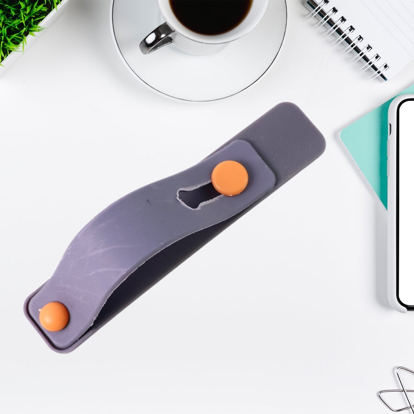 Dark Grey Phone Loop Finger Holder, Phone Grip Straps Silicone Phone Finger (1 Pc) Signature Kart