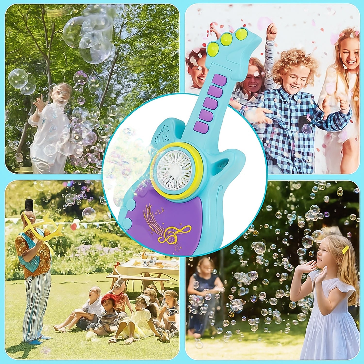 Electric Automatic Guitar-Shaped Bubble Machine set signaturekarts