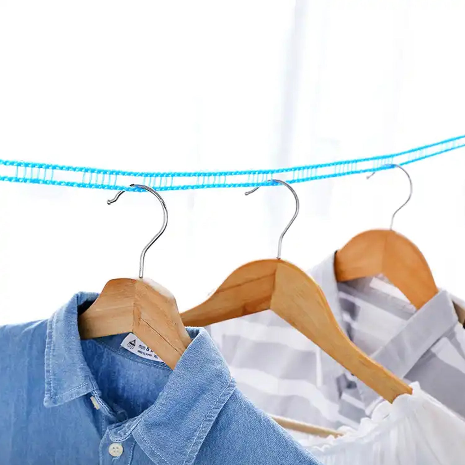 3 Meter Anti-Slip Clothesline Rope - Nylon, Hooks, Indoor/Outdoor signaturekarts