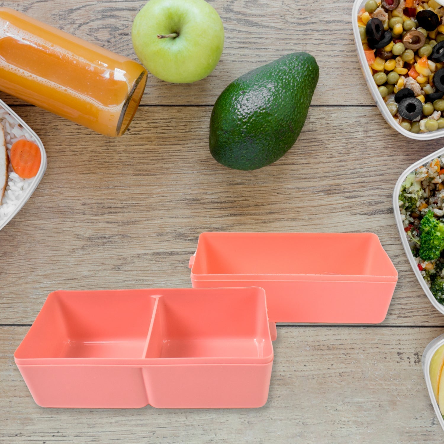 Plastic 2 Layer Leak Proof 3 Compartment Lunch Box for Office  (1 Pc) Signaturekarts