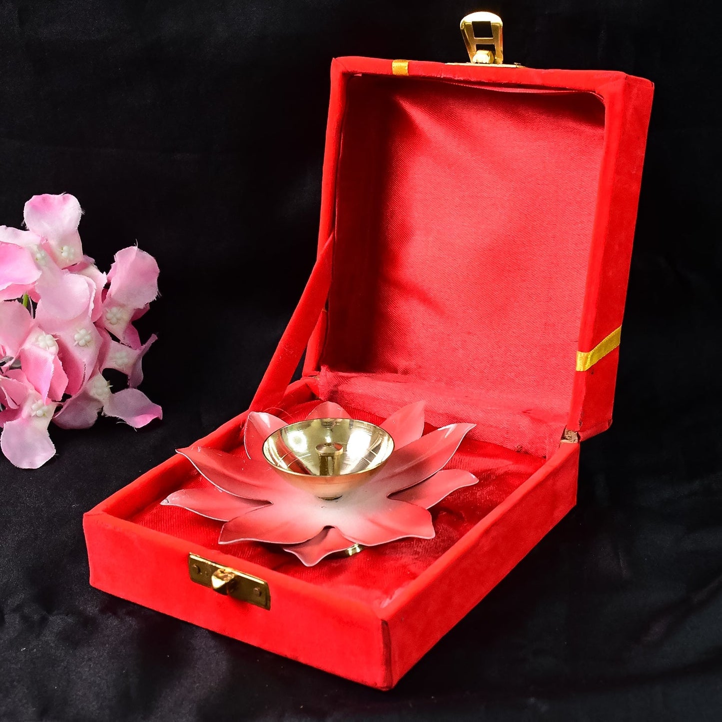 Lotus Shaped Brass Oil Diya (1 Pc) signaturekarts