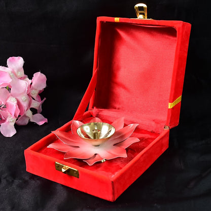 Lotus Shaped Brass Oil Diya (1 Pc) signaturekarts