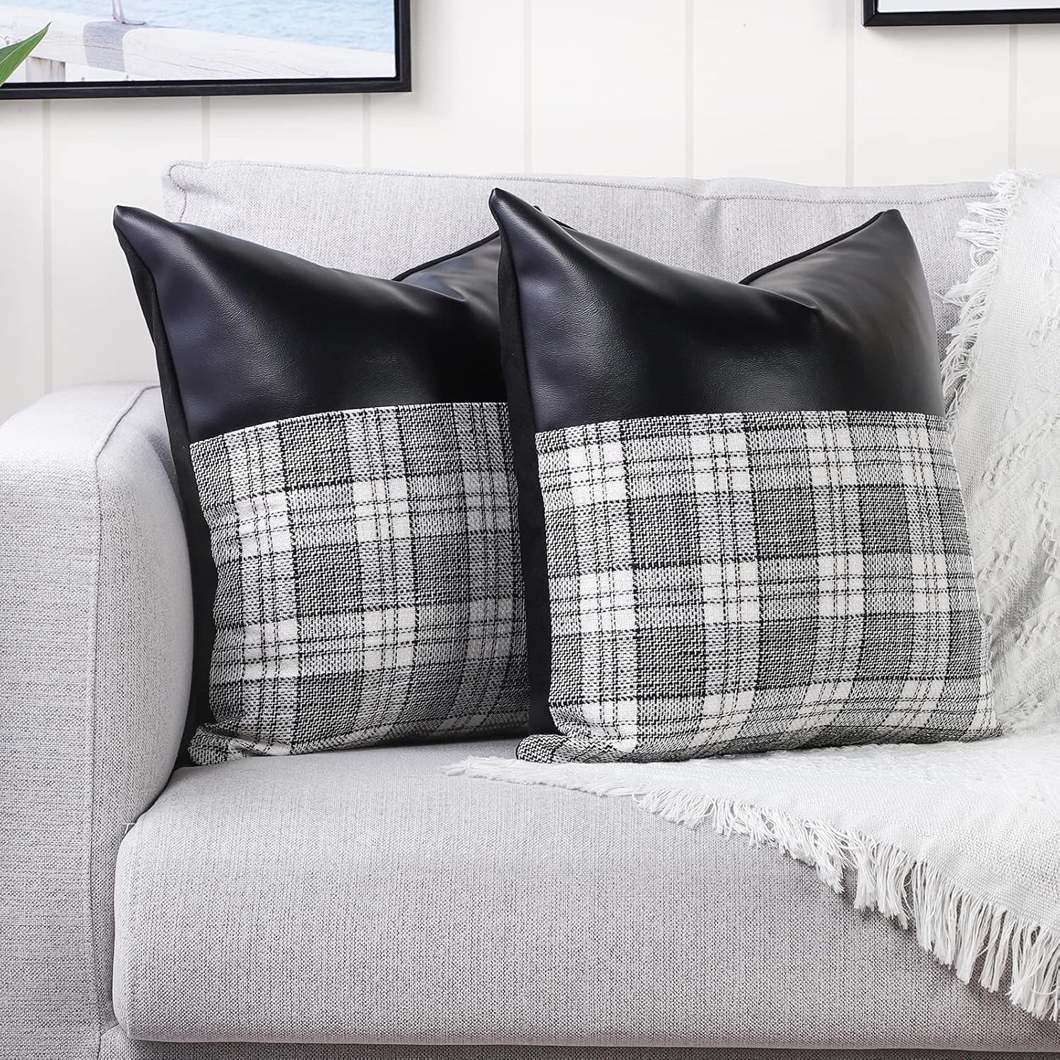 Pillow Covers Cushion Cases Soft Leather and Cotton (23 × 22 Inch / 1 Pair / 2 Pc) signaturekarts
