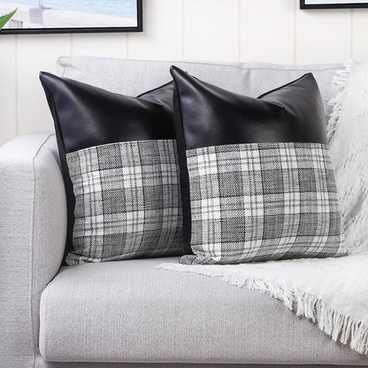Pillow Covers Cushion Cases Soft Leather and Cotton (23 × 22 Inch / 1 Pair / 2 Pc) signaturekarts
