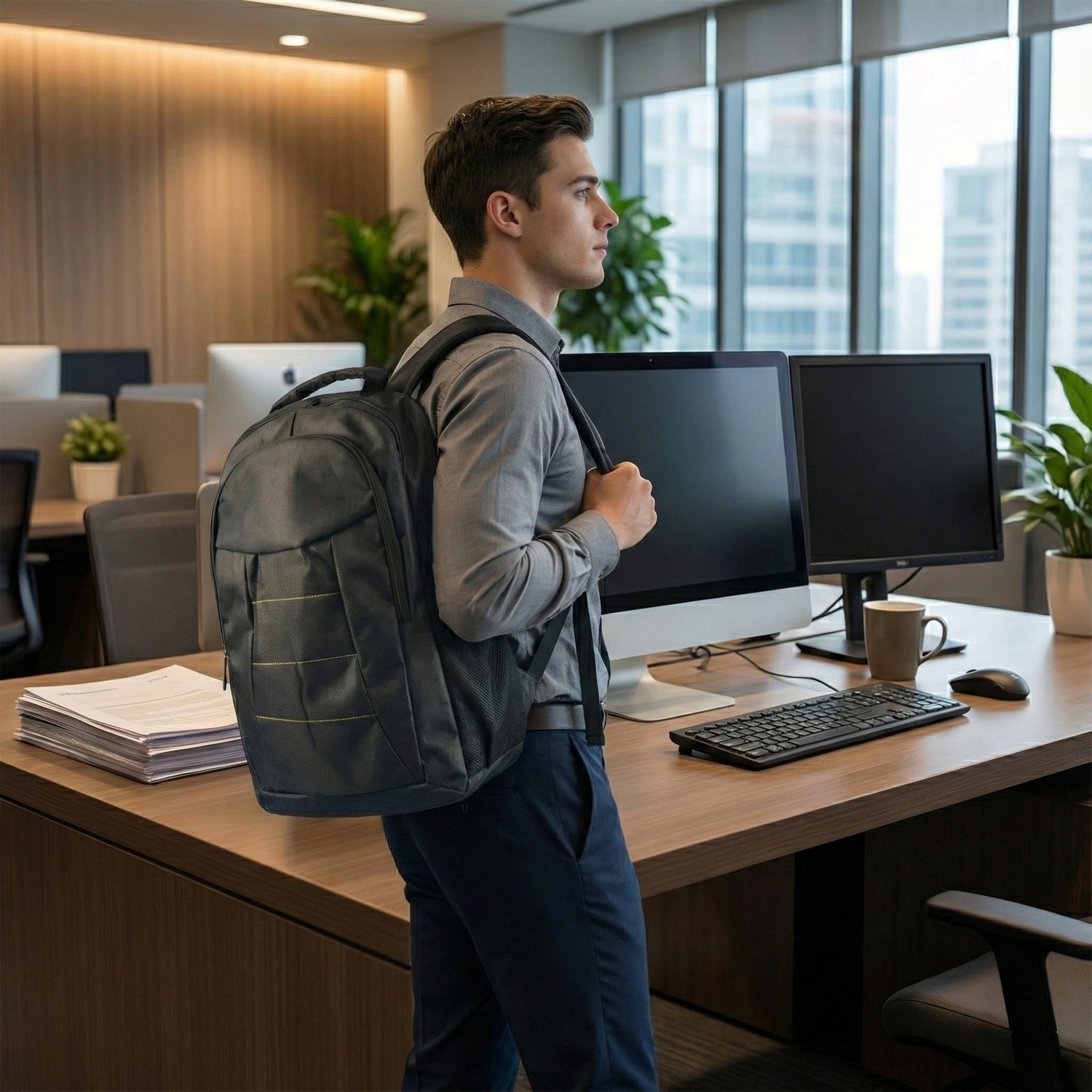 Lightweight Water-Resistant Laptop Bag with Pockets & Adjustable Strap Your Brand