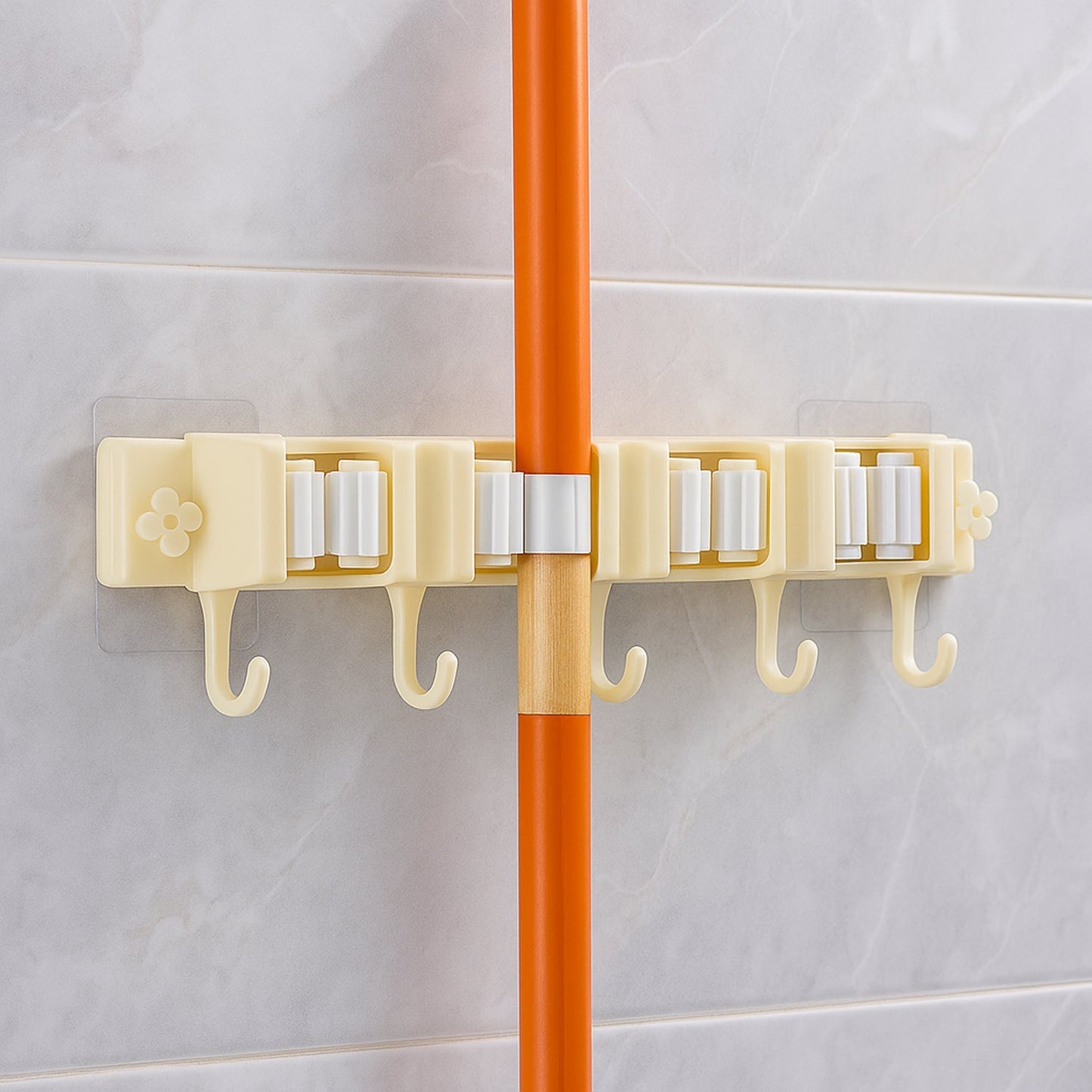 Self-Adhesive Wall-Mount Broom & Mop Holder Rack signaturekarts
