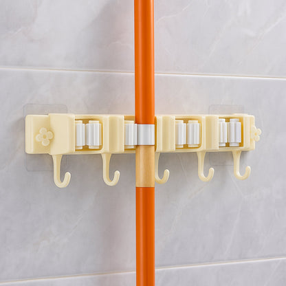 Self-Adhesive Wall-Mount Broom & Mop Holder Rack signaturekarts