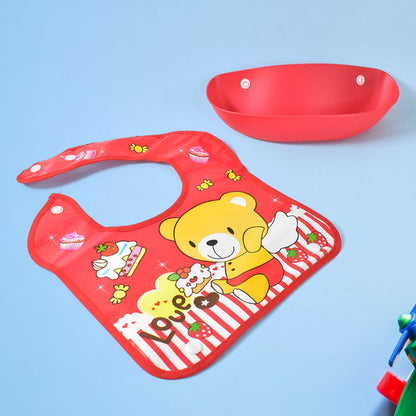 Multifunctional Waterproof BPA Free Reusable Soft Fabric Plastic Baby Bib (1 Pc) Signature kart