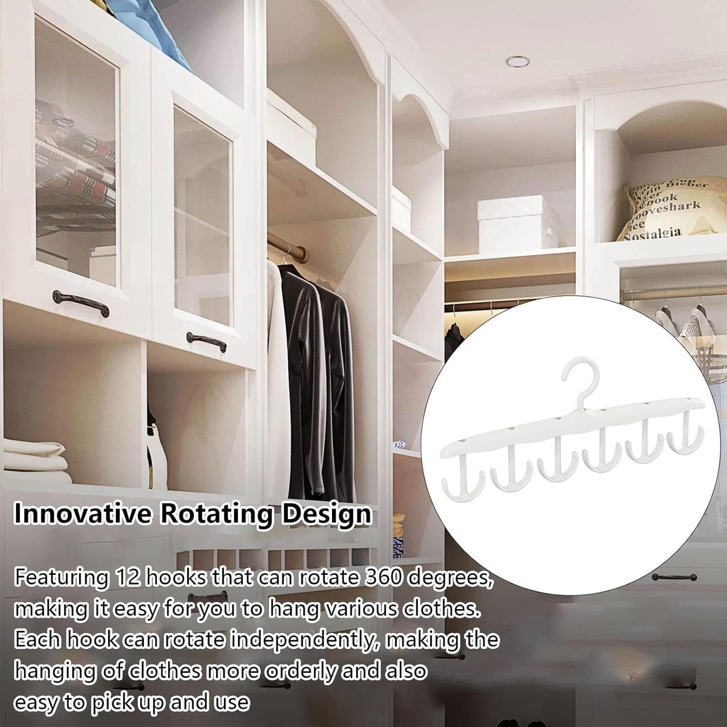 Rotatable Tank Top Hanger – Space Saving Closet Organizer Dorms & (12-Hook) signaturekarts