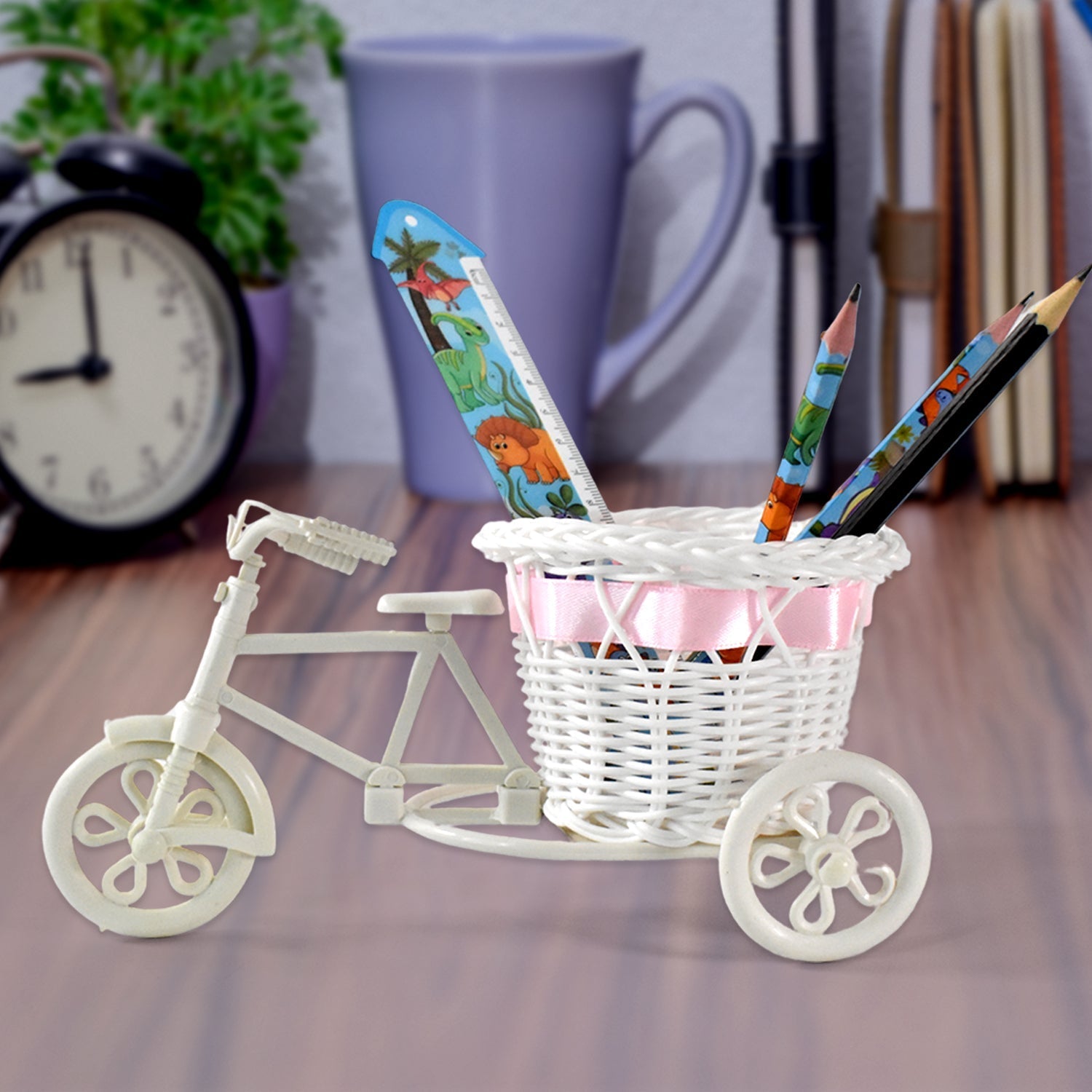 Plastic Cycle Flower Vases For Home Decor; Bicycle Flower Pot Stand (1 Pc) Signature kart