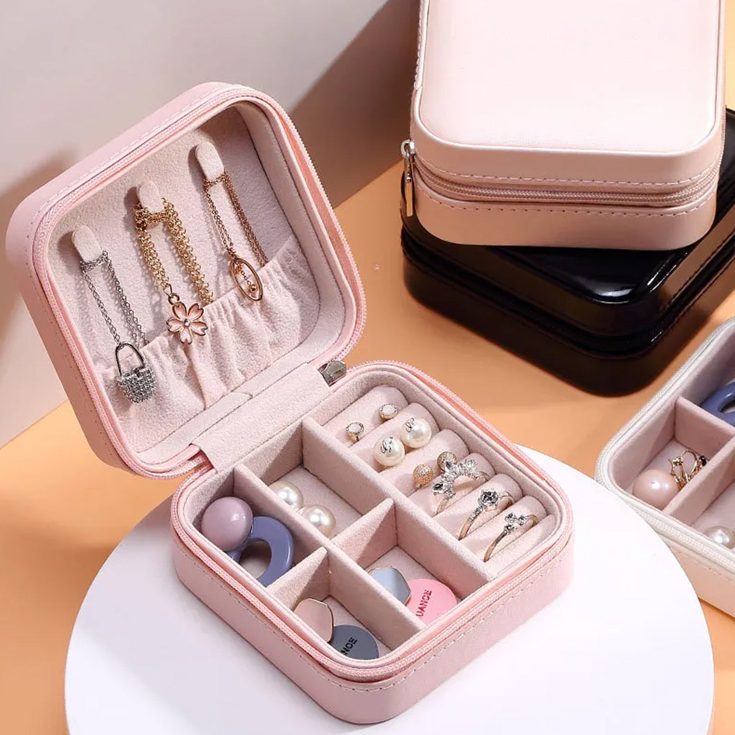 Mini PU Leather jewellery Box for Travel & Storage signaturekarts