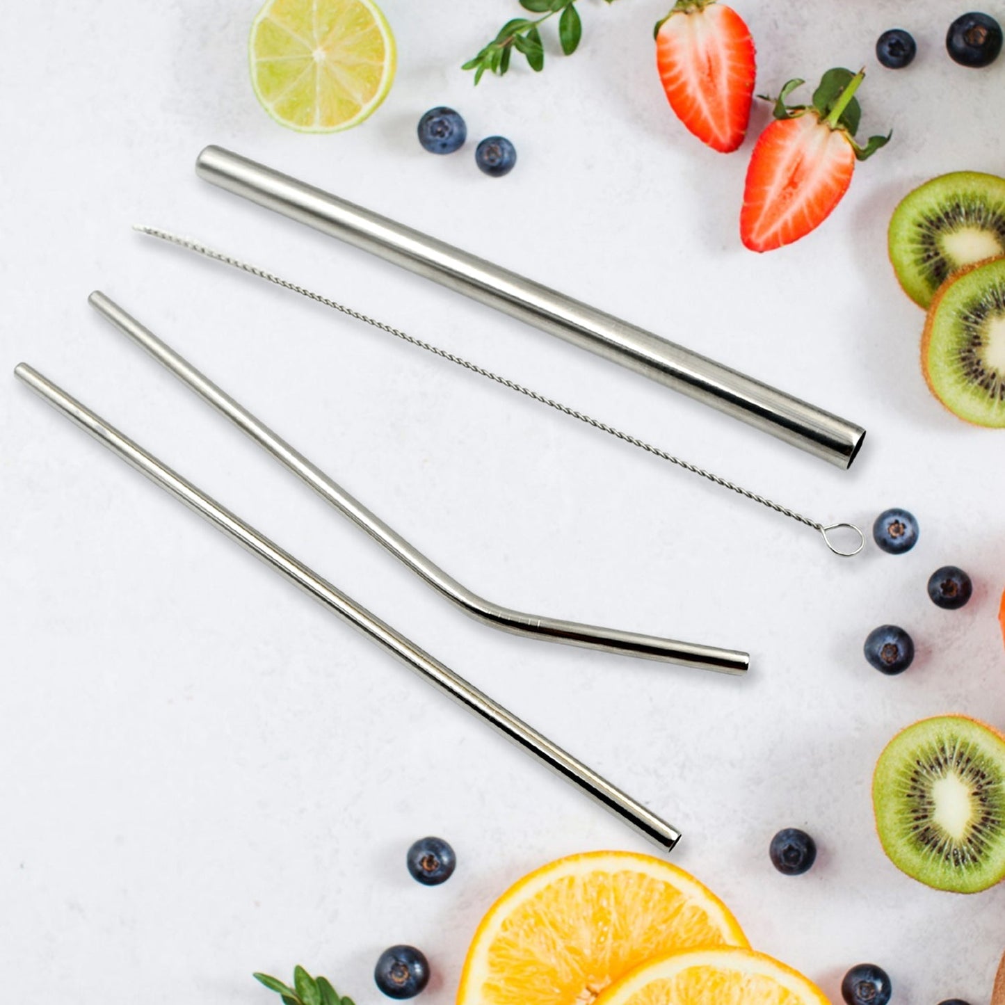 Reusable Stainless Steel Straws with Case for Drinking (4 Pc, Eco-Friendly) signaturekarts
