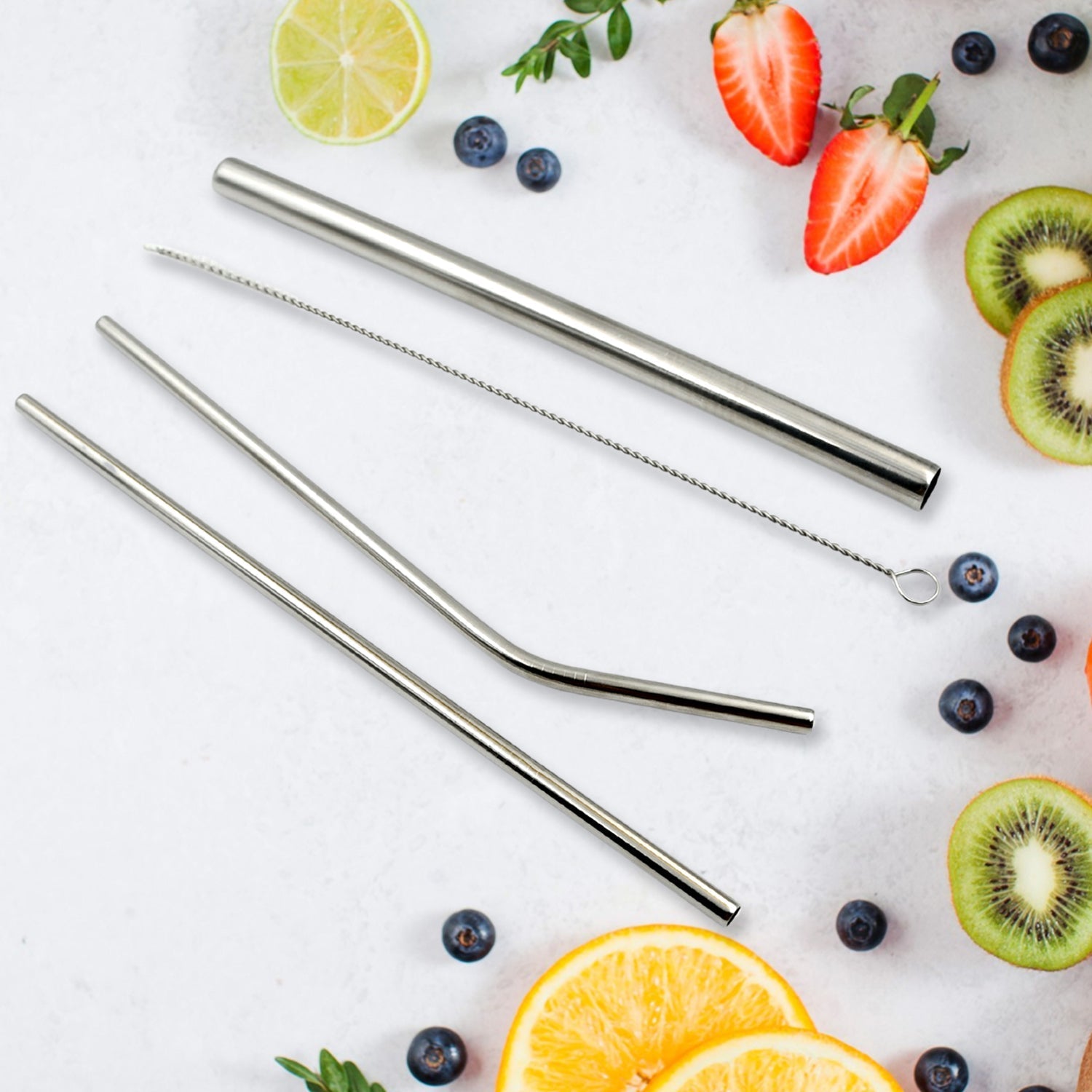 Reusable Stainless Steel Straws with Case for Drinking (4 Pc, Eco-Friendly) signaturekarts