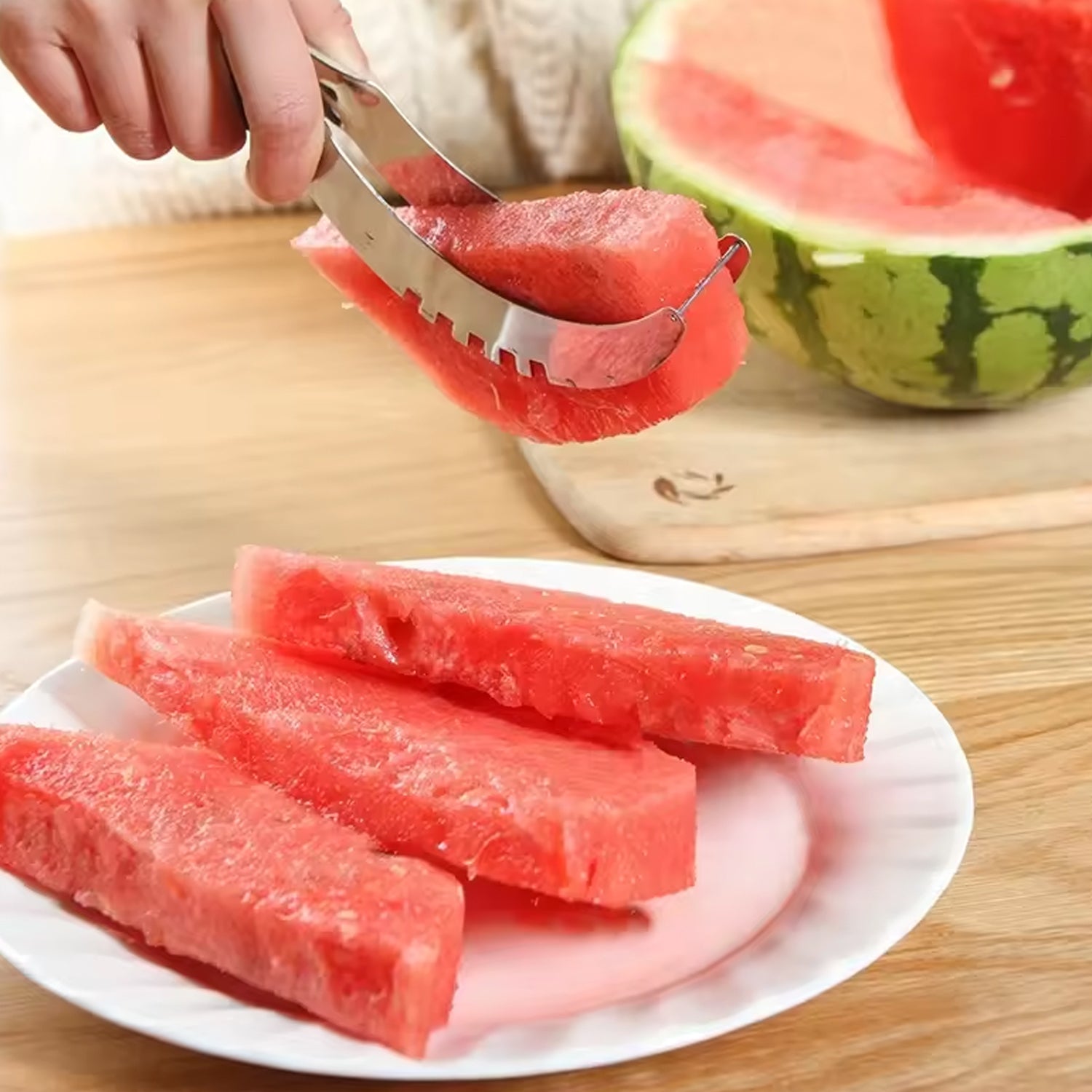3-in-1 Watermelon Knife Set – Cantaloupe Slicer, Corer & Fruit Cutter signaturekarts