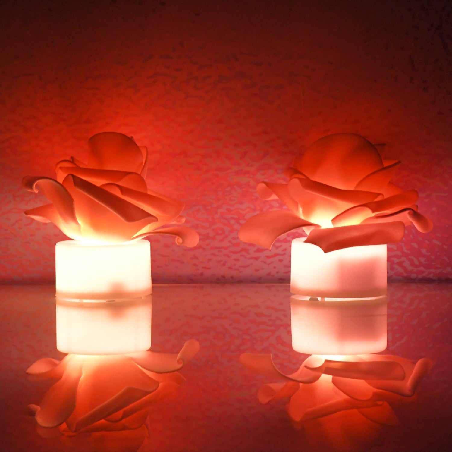 Rose Flower Shaped LED Flickering Tealight Candles (2 Pc) signaturekarts