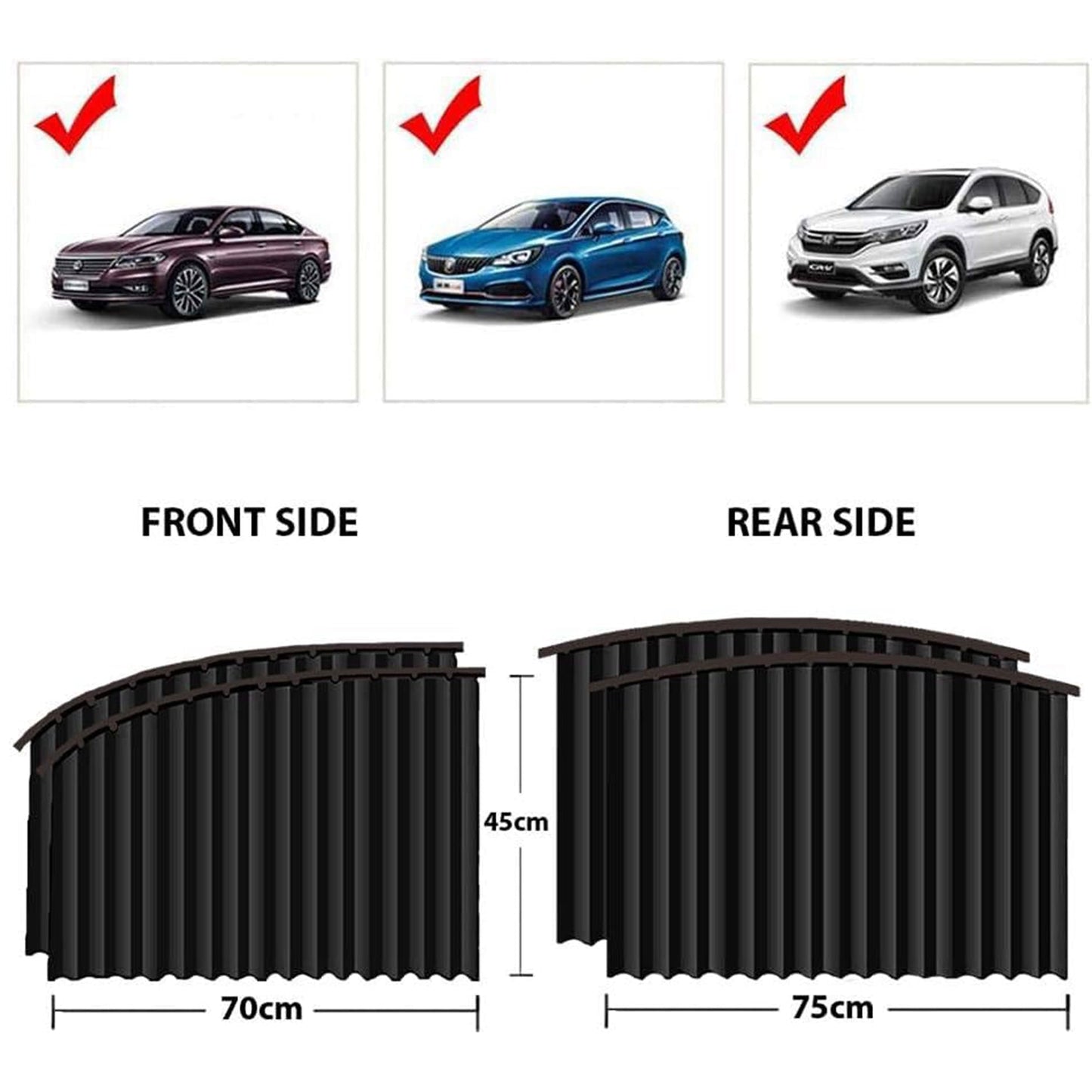 Car Window Curtain Sunshade | 4 Pcs Set with Hooks & Tapes Signaturekarts