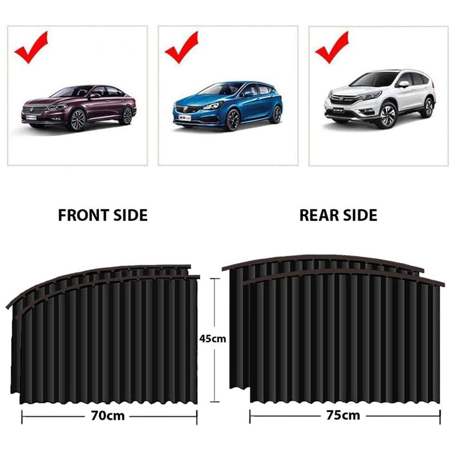Car Window Curtain Sunshade | 4 Pcs Set with Hooks & Tapes Signaturekarts