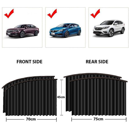 Car Window Curtain Sunshade | 4 Pcs Set with Hooks & Tapes Signaturekarts