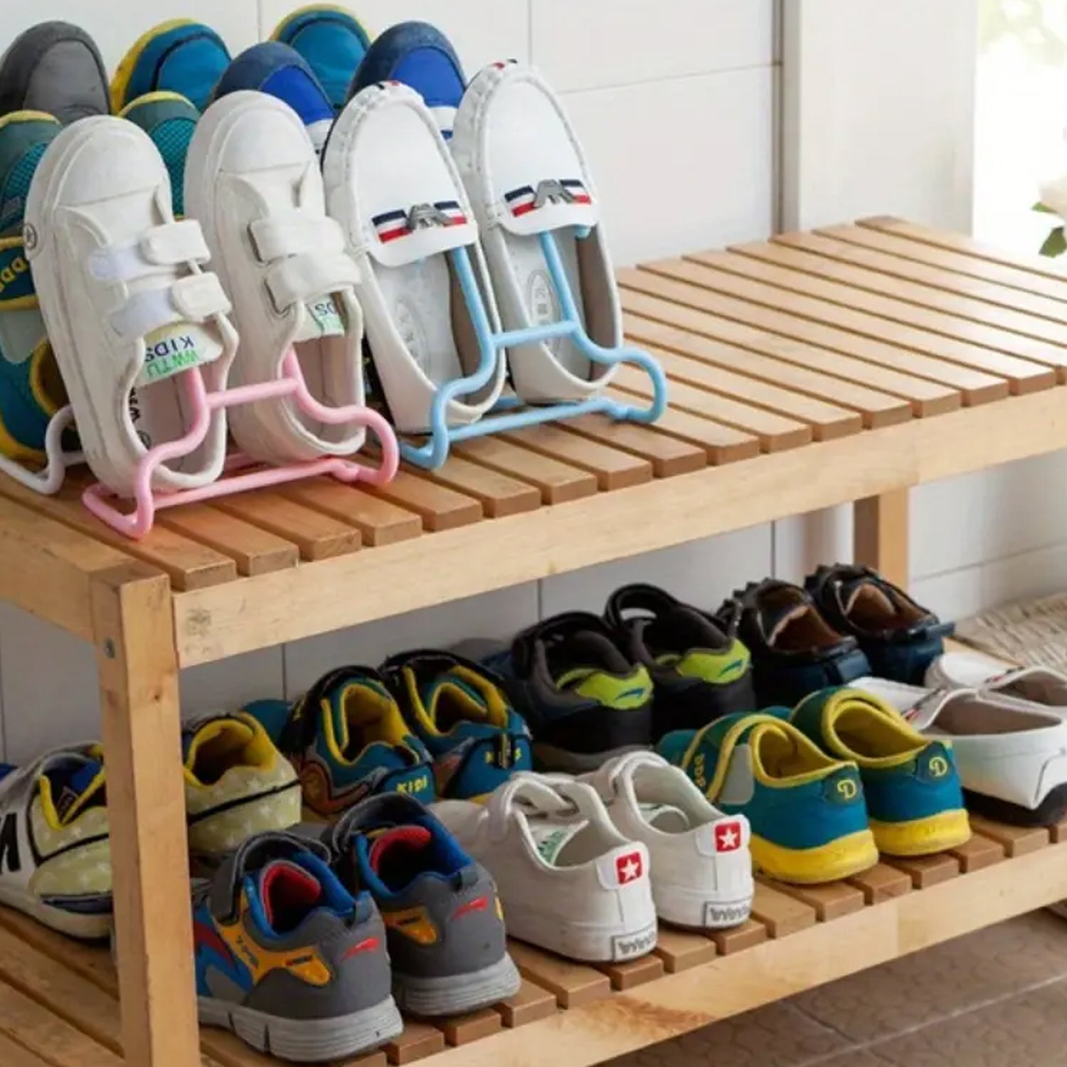 Multi Function Drying Rack Shoe Organizer Hanging Shelf for Wardrobe  2 Pc signaturekarts