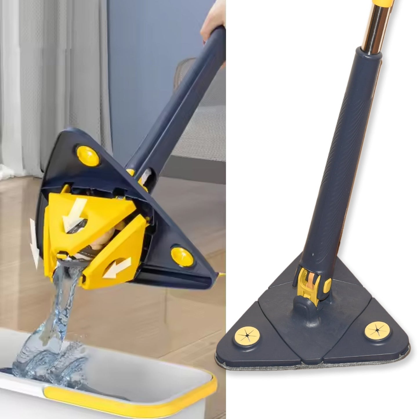 Rotatable Adjustable Triangle Cleaning Mop Triangle Mop with Long Handle(1 Pc) signaturekarts