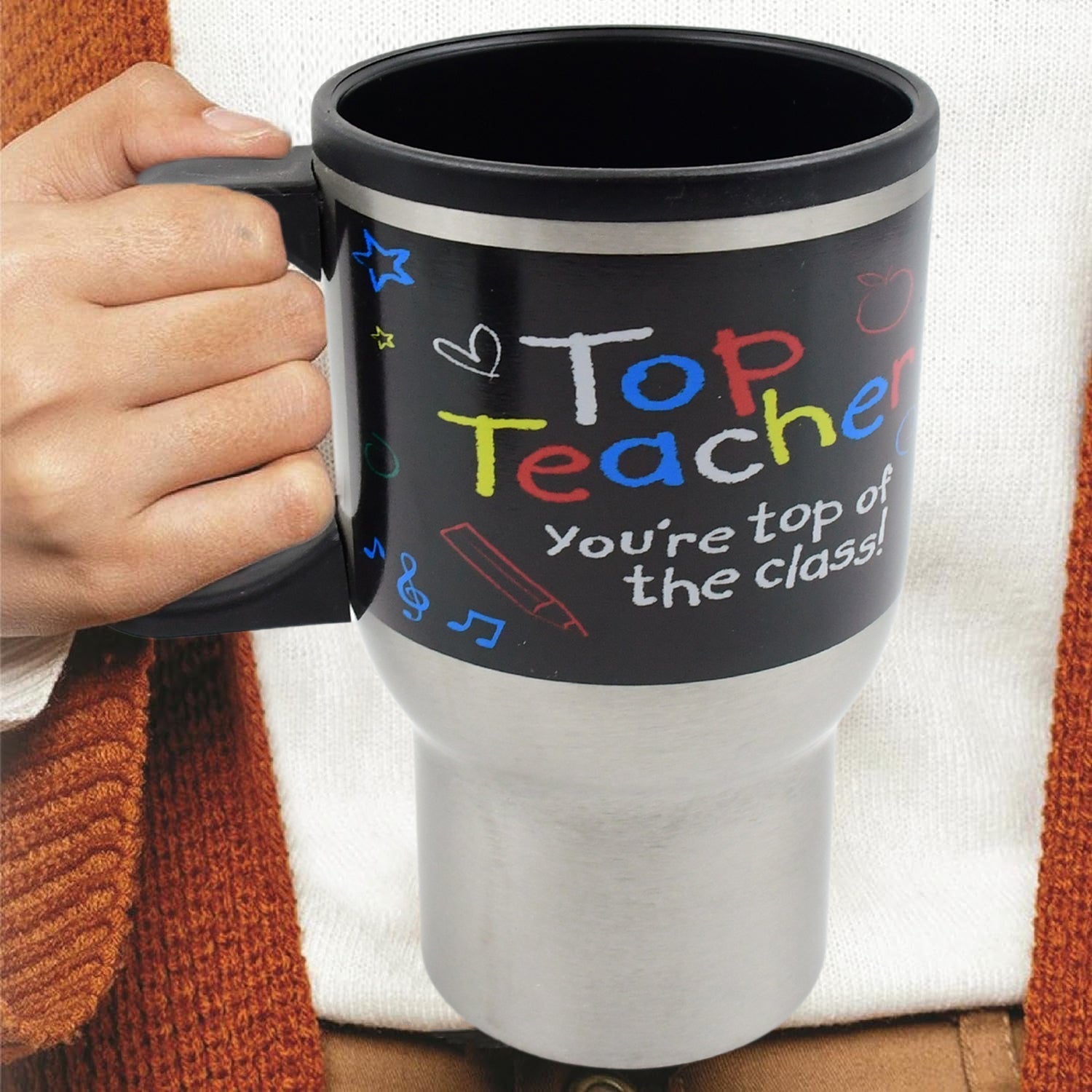 Stainless Steel Insulated Travel Mug - Double-Walled Vacuum Cup Lid & Handle, Tumbler signaturekarts