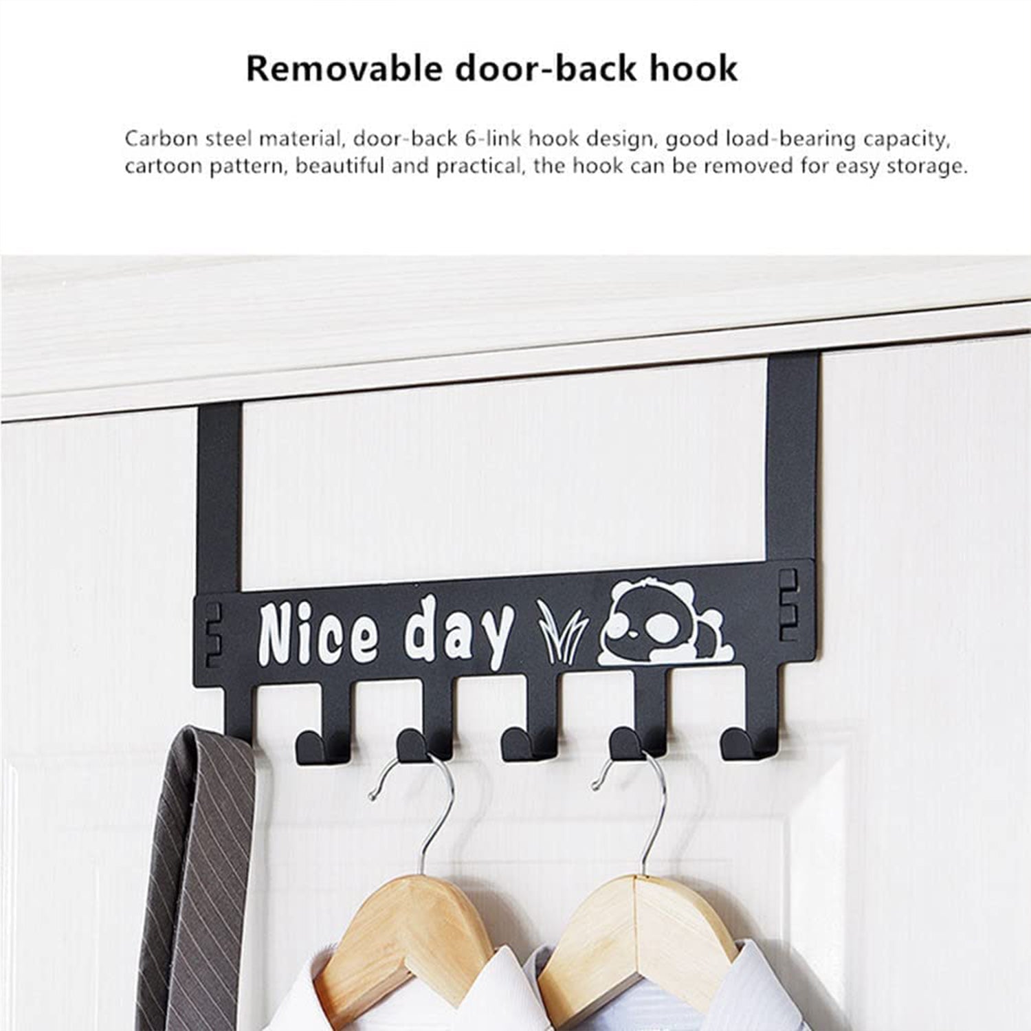Heavy-Duty Carbon Steel Over Door Hook Rack for Towels & Coats (1 Pc, 6 Hooks) signaturekarts
