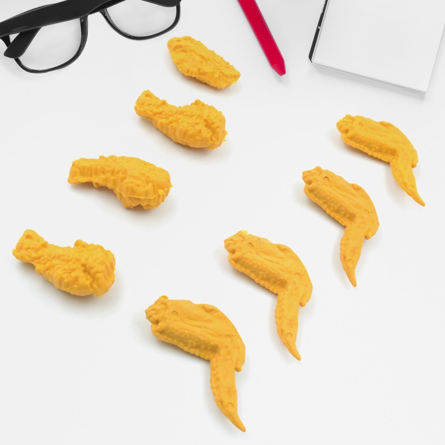 Cute Chicken Wing & Leg Erasers for Kids & Students (8 Pc Set) signaturekarts