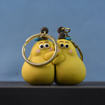 2-in-1 Cute Cartoon Couple Keychain Signature kart