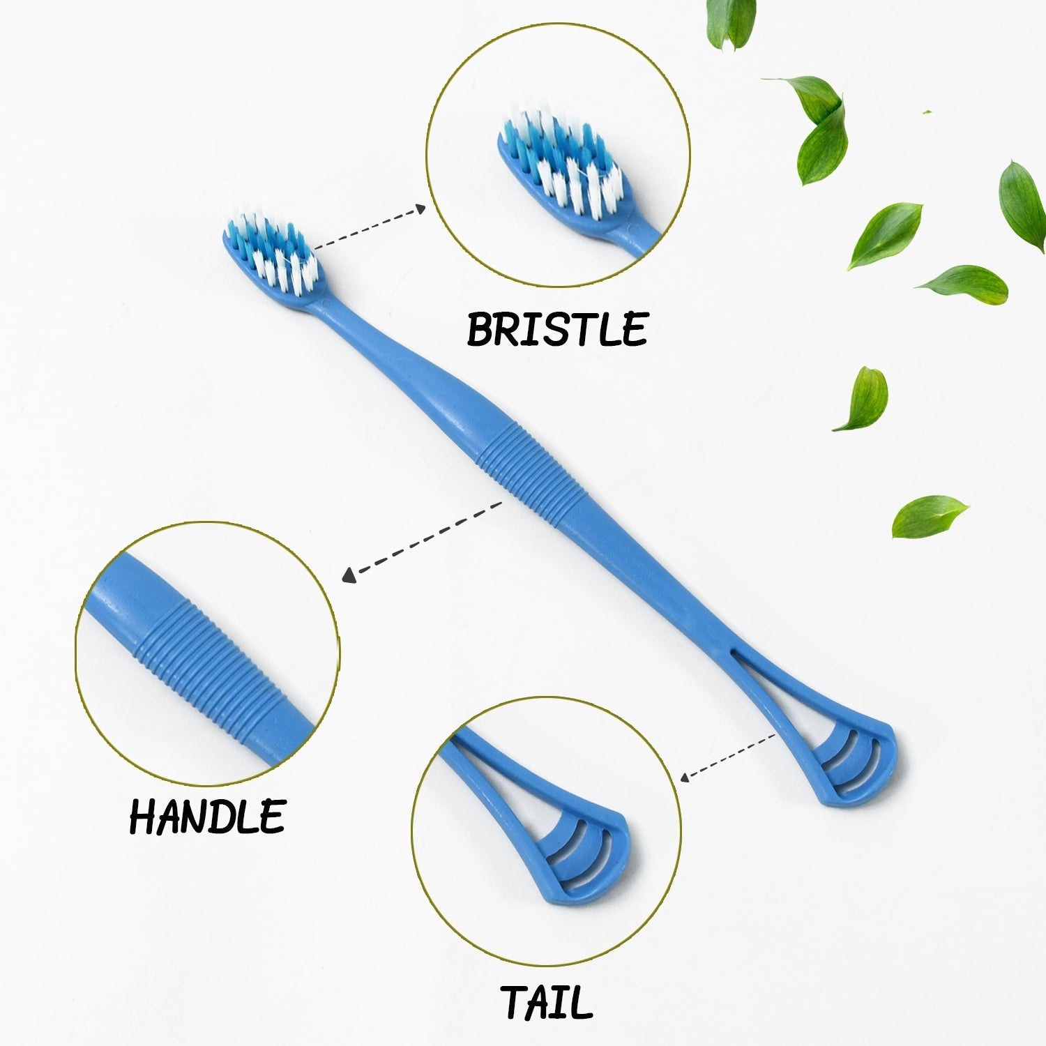 2-in-1 Tooth Brush Tongue Scraper, Soft Bristle & Long Handle (8Pcs) Soft Toothbrush signaturekarts