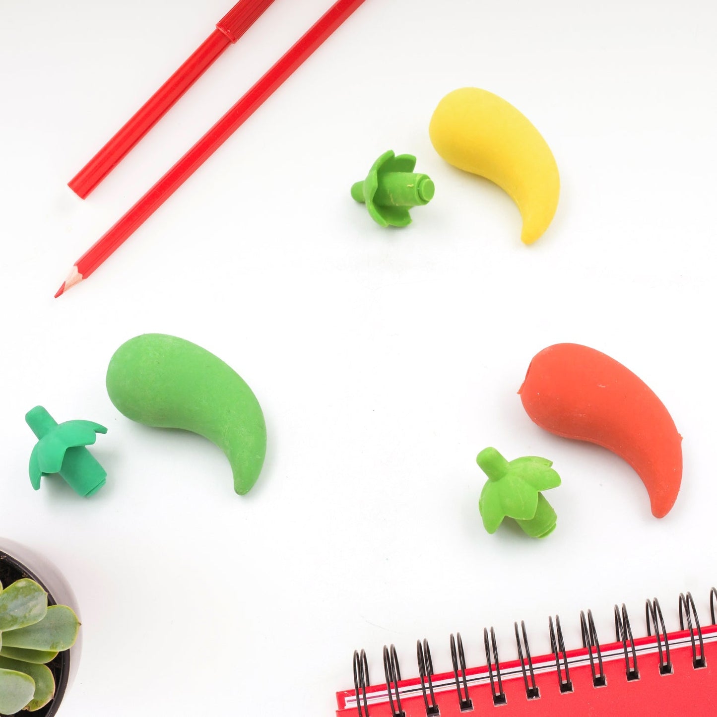 3D Fancy Colorful Chili Shape Erasers – Mini Novelty Eraser Set (3 Pc) signaturekarts