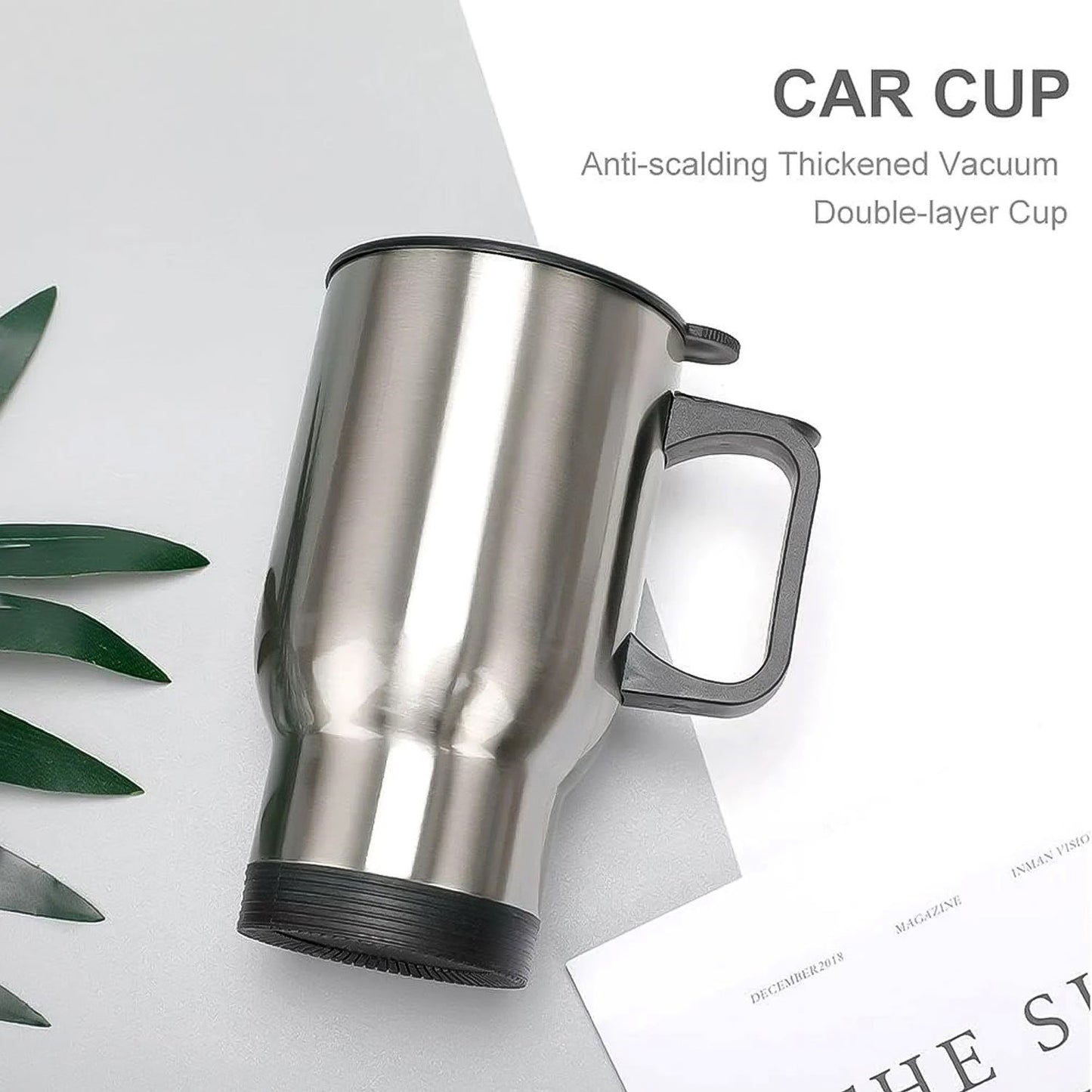 Stainless Steel Vacuum Glass Insulated Glass Coffee Cups, Tumbler (With Lid & Handle / 1 pc) signaturekarts