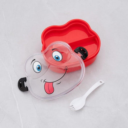 Double Layer Froggy Shape Lunch Box with Spoon (1 Pc / Mix Color) Signaturekarts